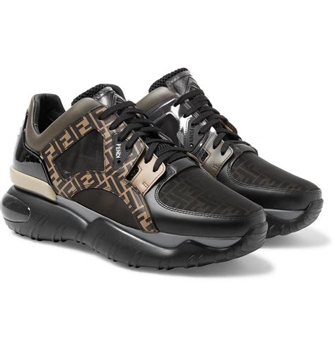 fendi mixed-media chunky leather sneakers|Shop Fendi Fancy Chunky Logo Print Shoe .